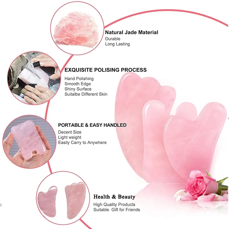 Jade Roller Stone - Set Roller Pijat Wajah Gua Sha