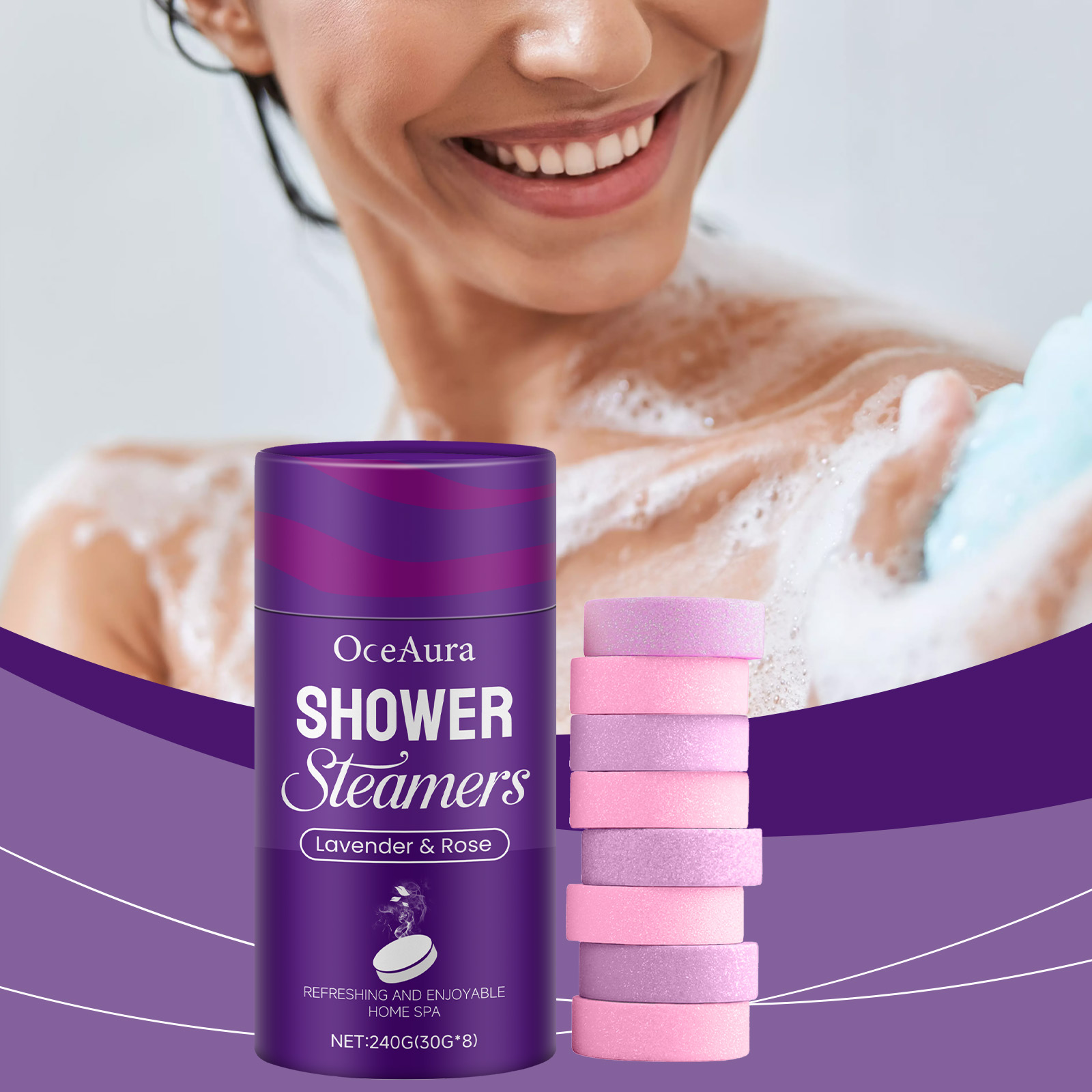 Shower Steamer Tablet - Tablet Uap Mandi Aromaterapi Mawar Lavender